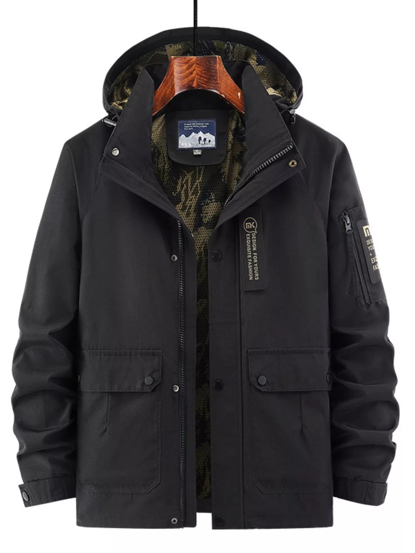 Men's Plus Size Hooded Zip Up Outdoor Jacket