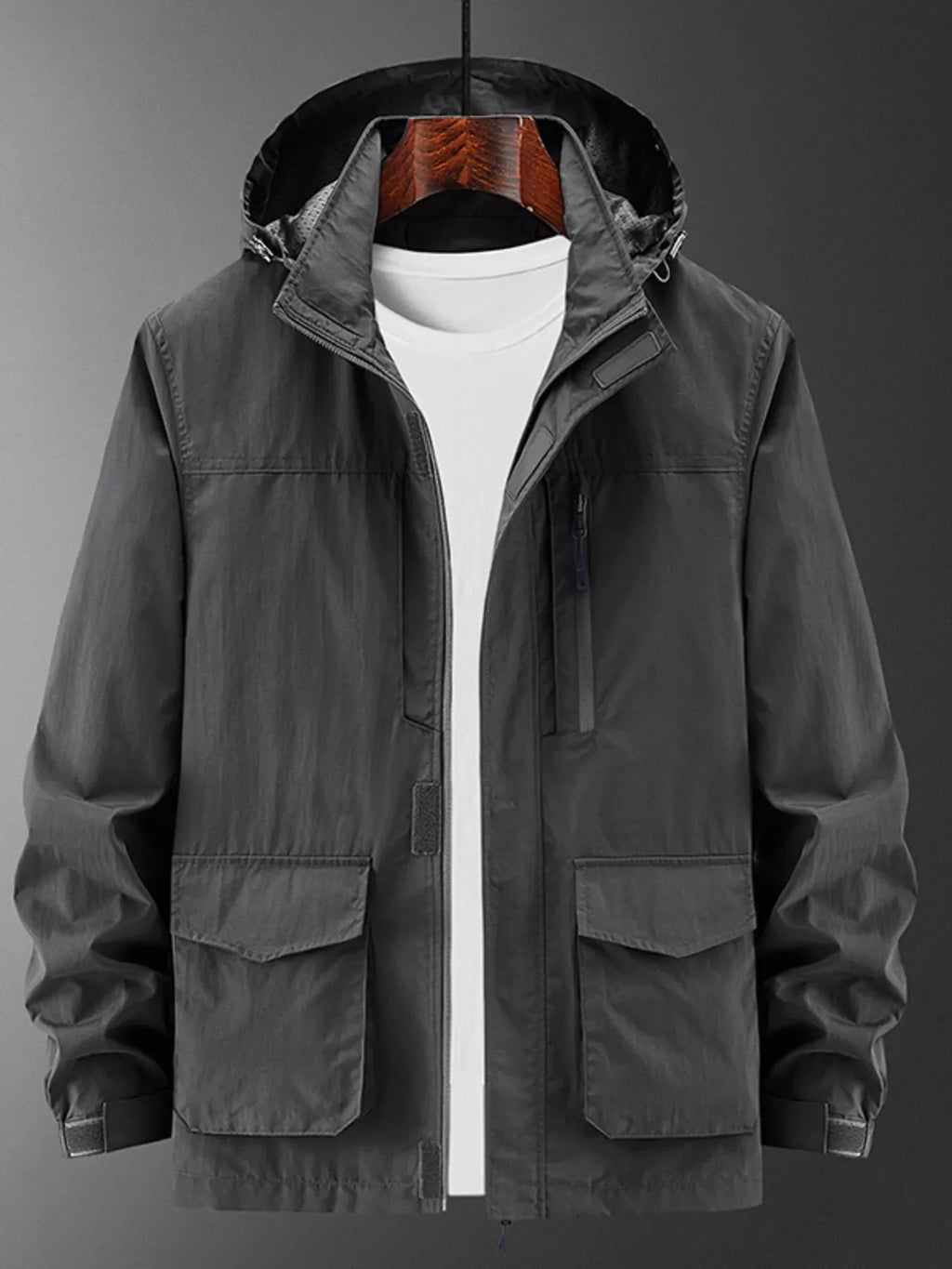 Men's Plus Size Lightweight Hooded Jacket