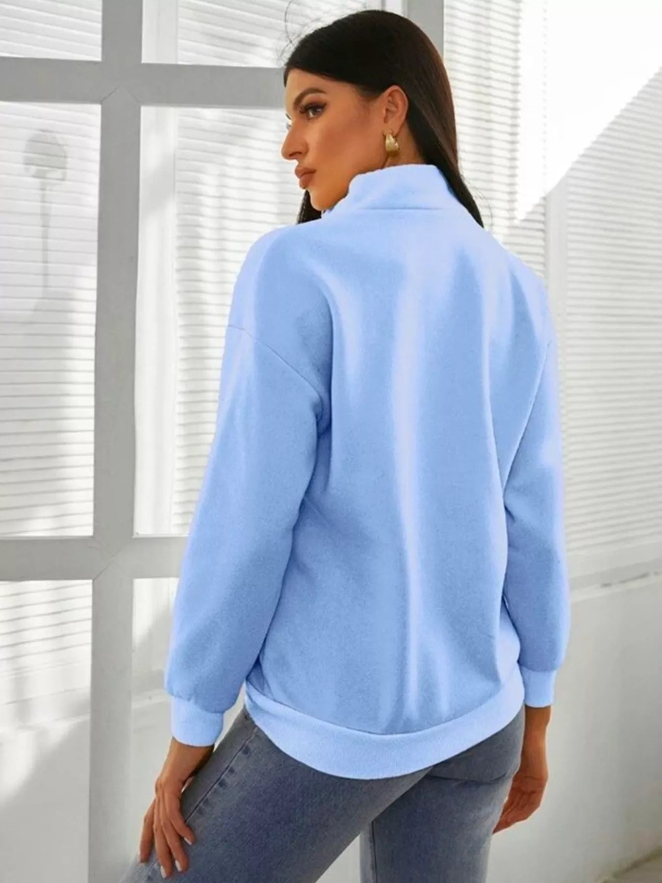 Zip-Up Collar Sweatshirt with Pocket