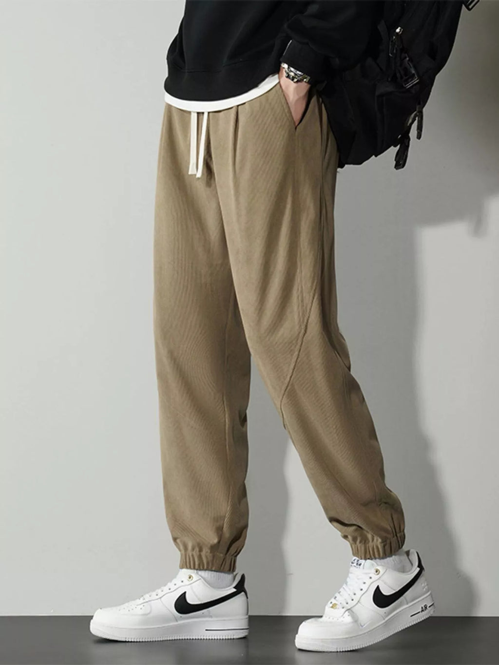 Men's Plus Size Drawstring Ankle Pants