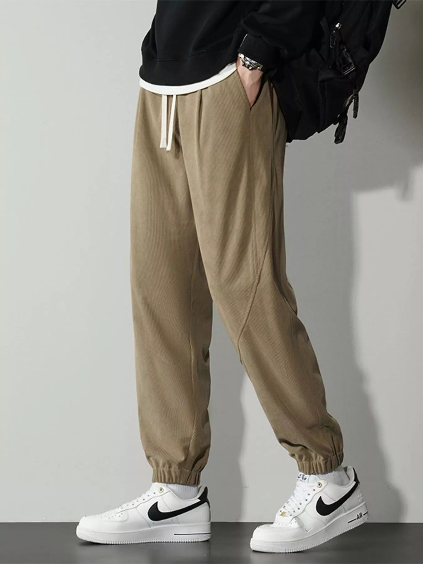 Men's Plus Size Drawstring Ankle Pants