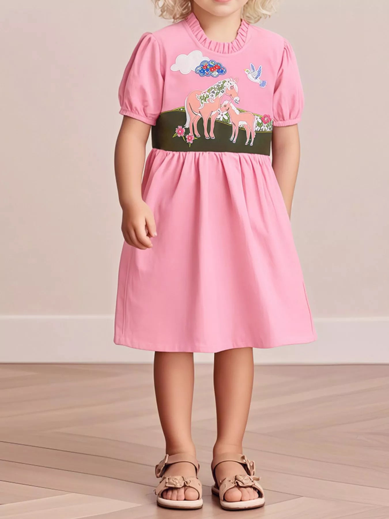 Children's Cartoon Short Sleeve Dress