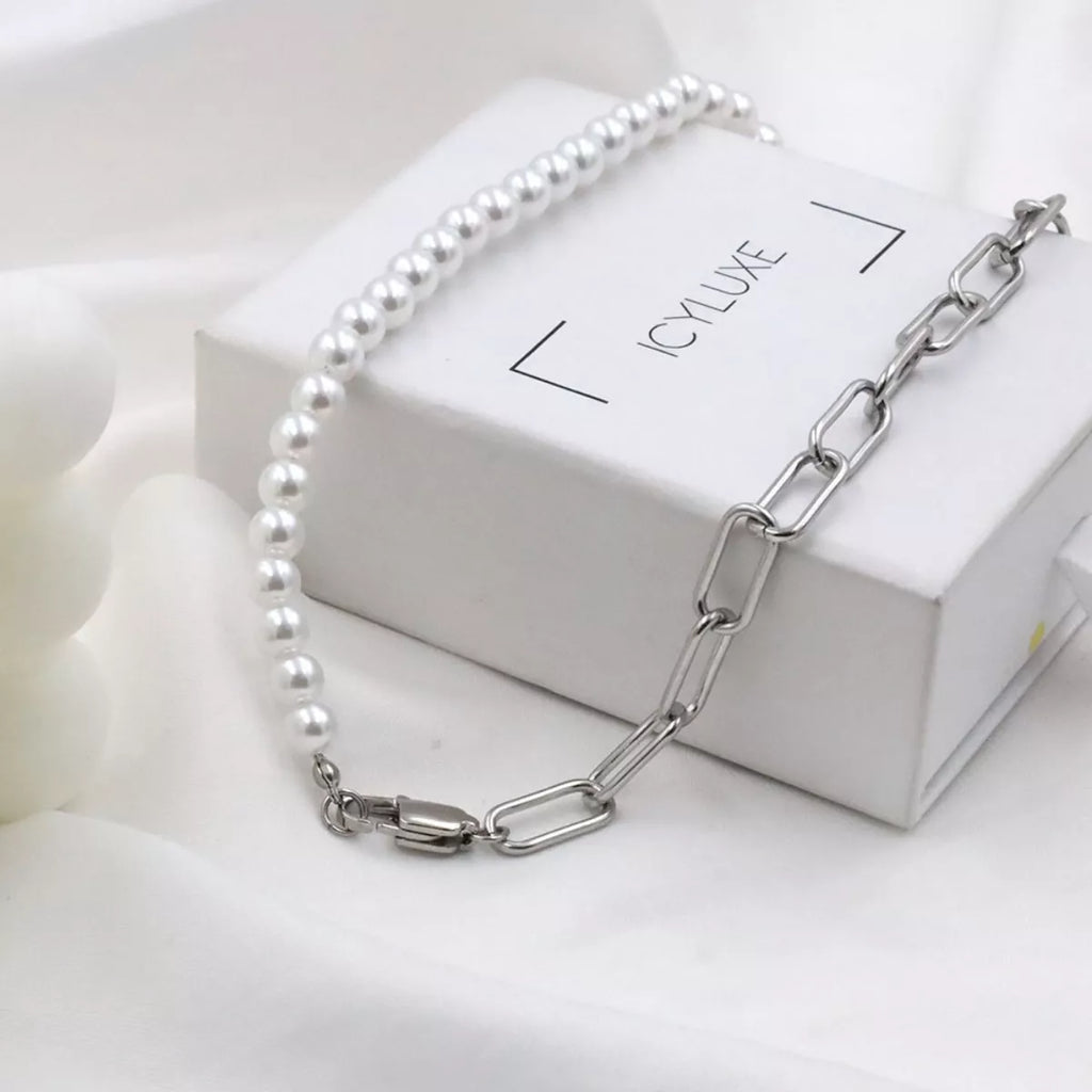 Pearl & Chain Link Necklace