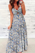 Paisley Print Twist Detail Smocked Back Spaghetti Straps Dress
