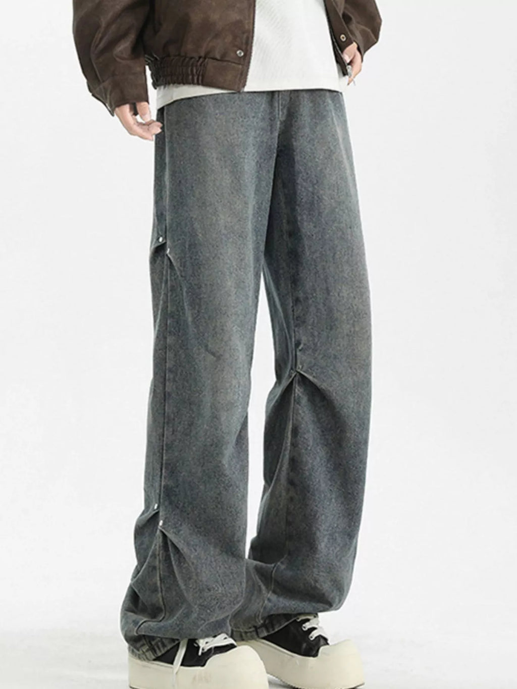 Men's Full Size Wash Wide Leg Jeans Plus Size