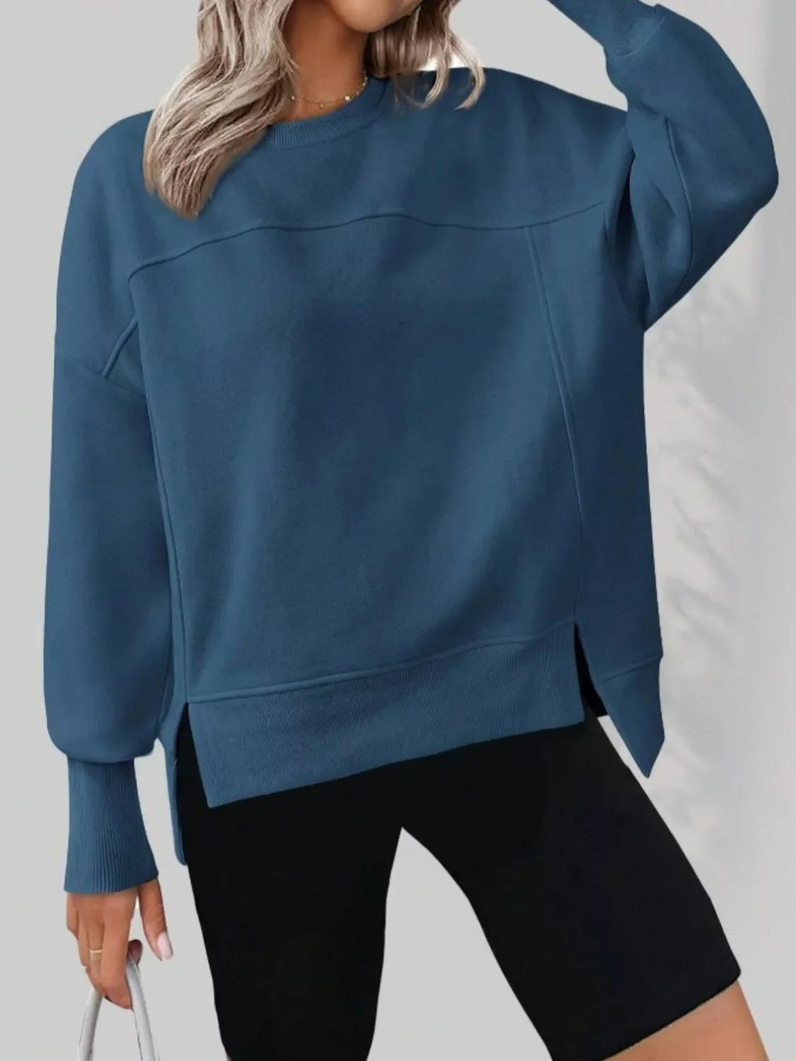 Casual Loose Side Slit Sweatshirt