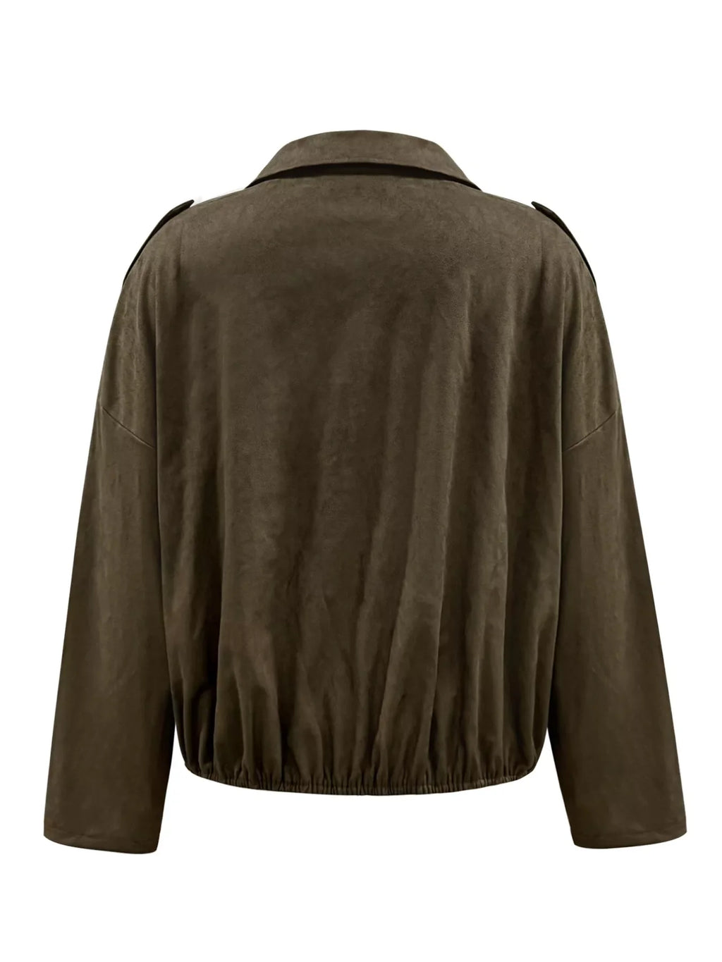 Plus Size Suede Cropped Bomber Jacket