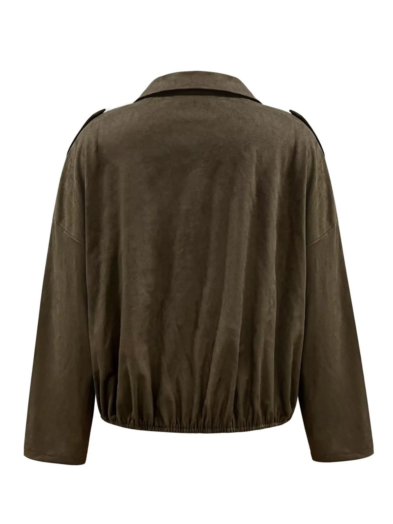 Plus Size Suede Cropped Bomber Jacket