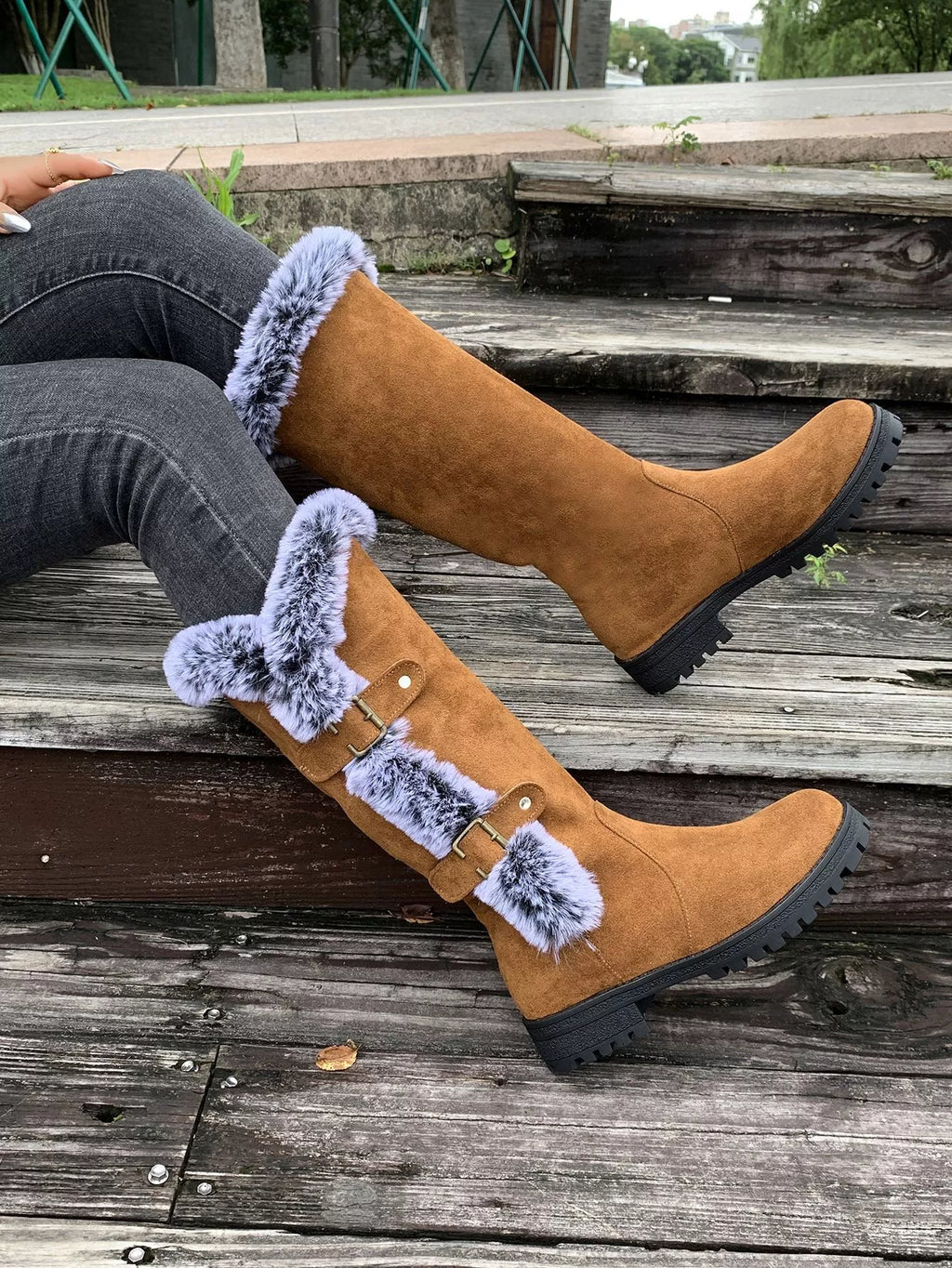 Round Toe Block Heels Boots