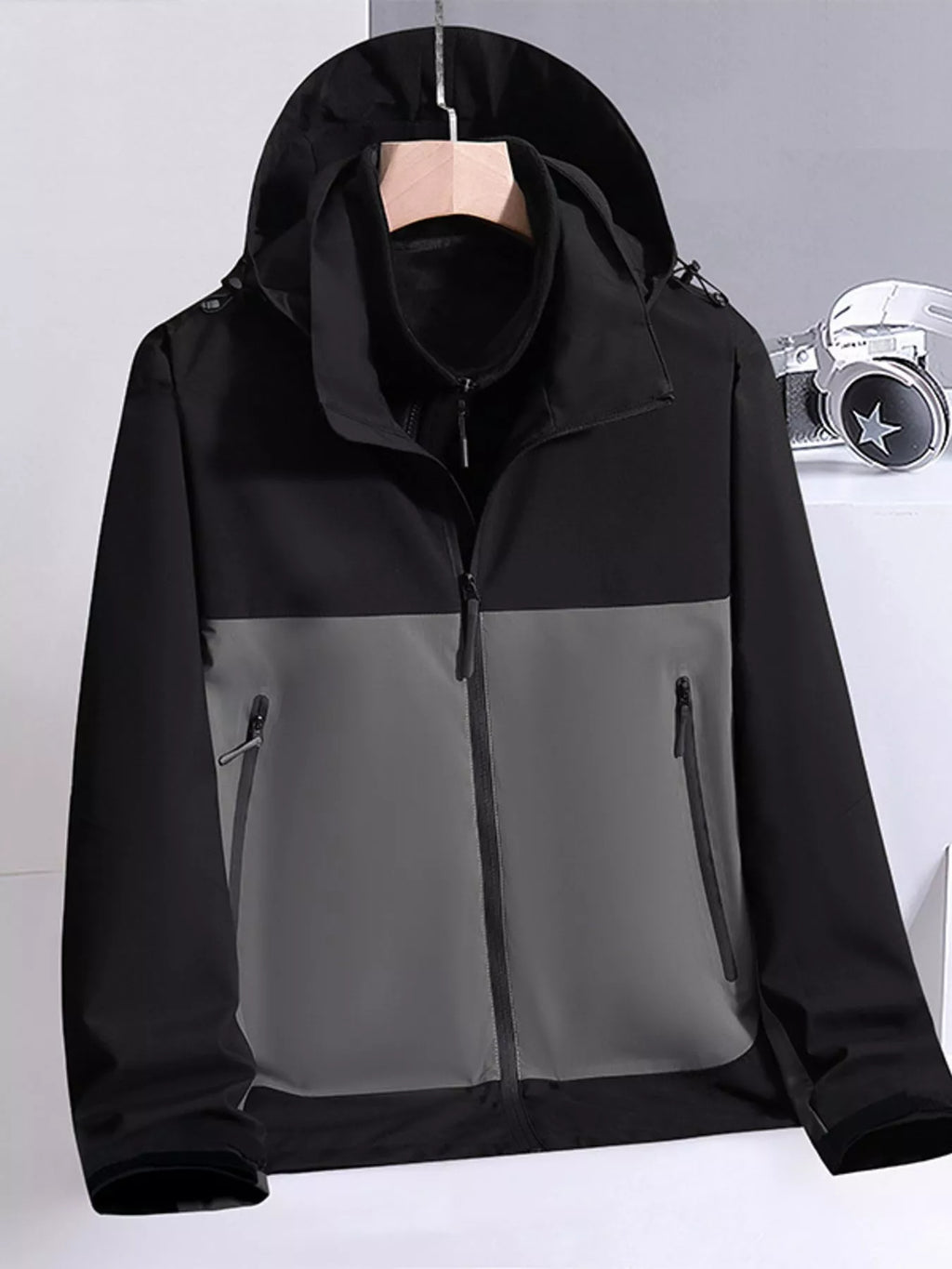 Men's Plus Size Zip Up Hooded Jacket