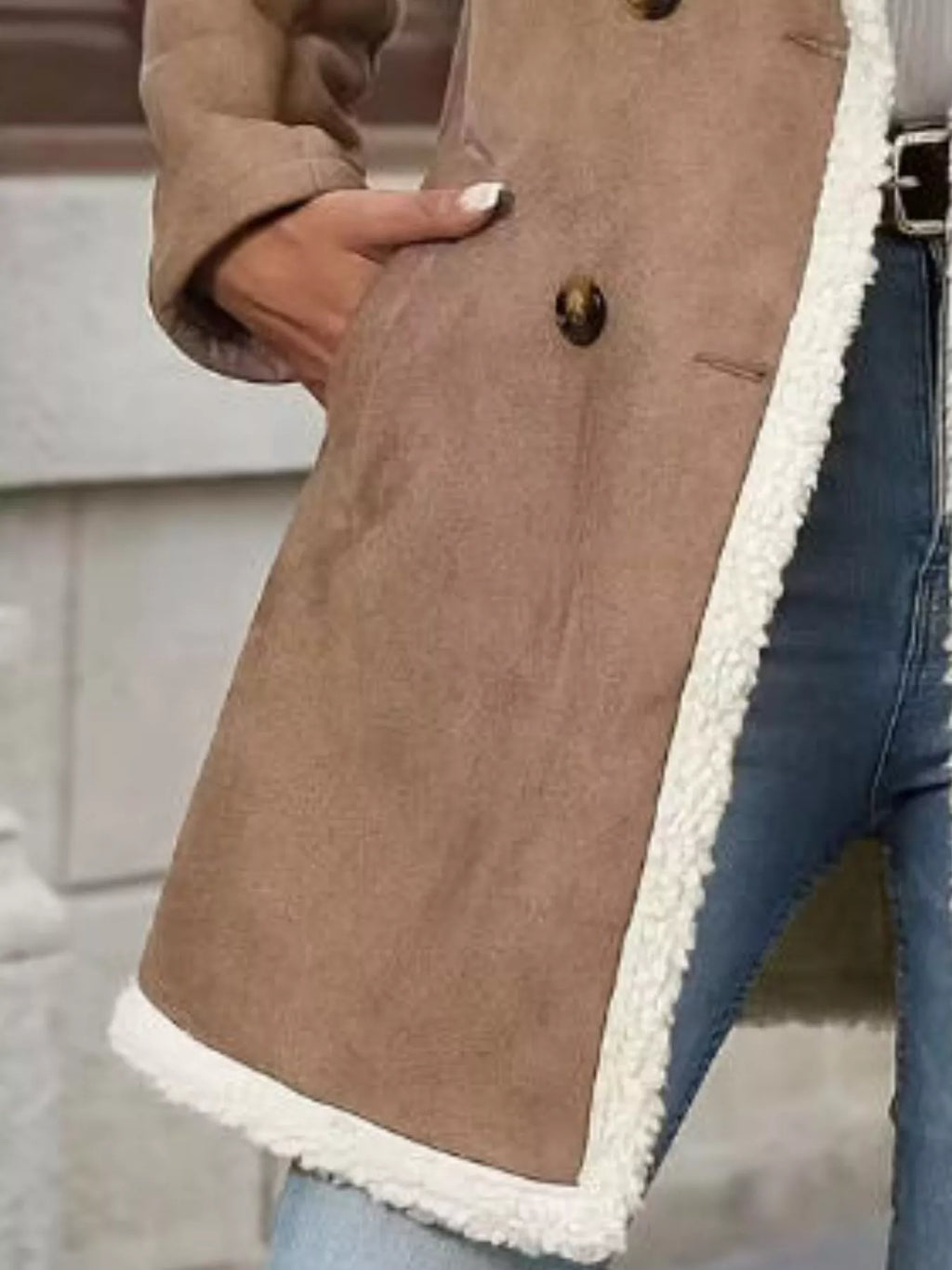 Sherpa Lined Button Up Coat