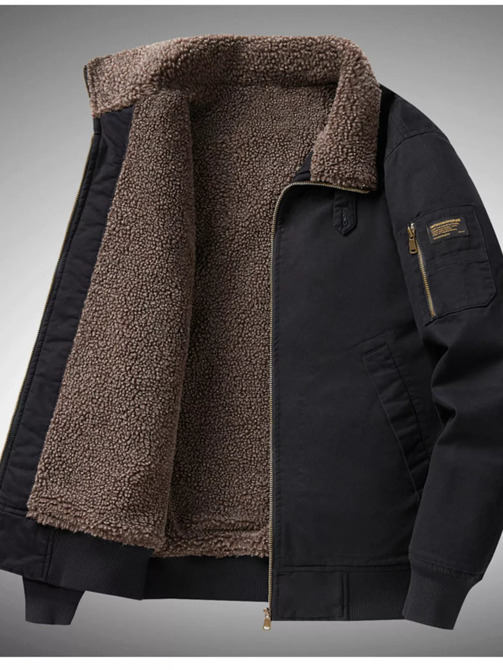 Men's Plus Size Winter Sherpa Lined Bomber Jacket