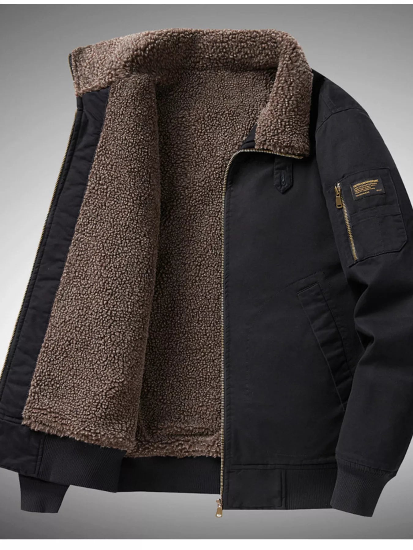 Men's Plus Size Winter Sherpa Lined Bomber Jacket