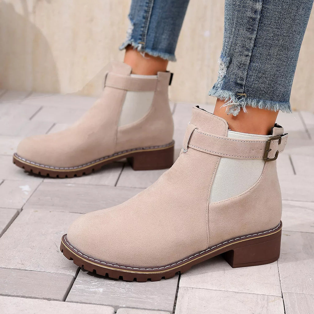 Round Toe Block Heels Boots