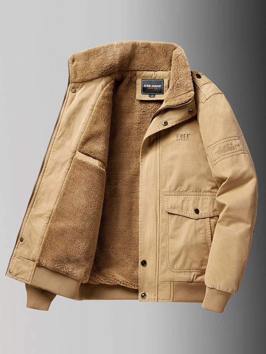 Men's Plus Size Warm Fleece Lined Zip Up Jacket