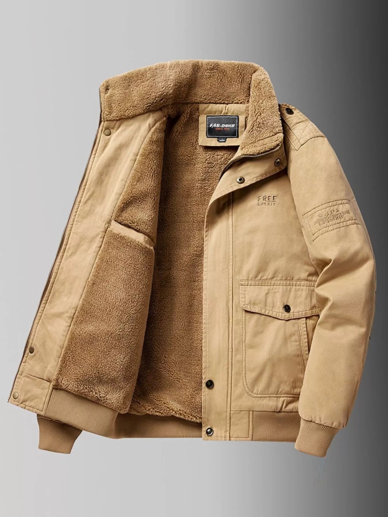 Men's Plus Size Warm Fleece Lined Zip Up Jacket