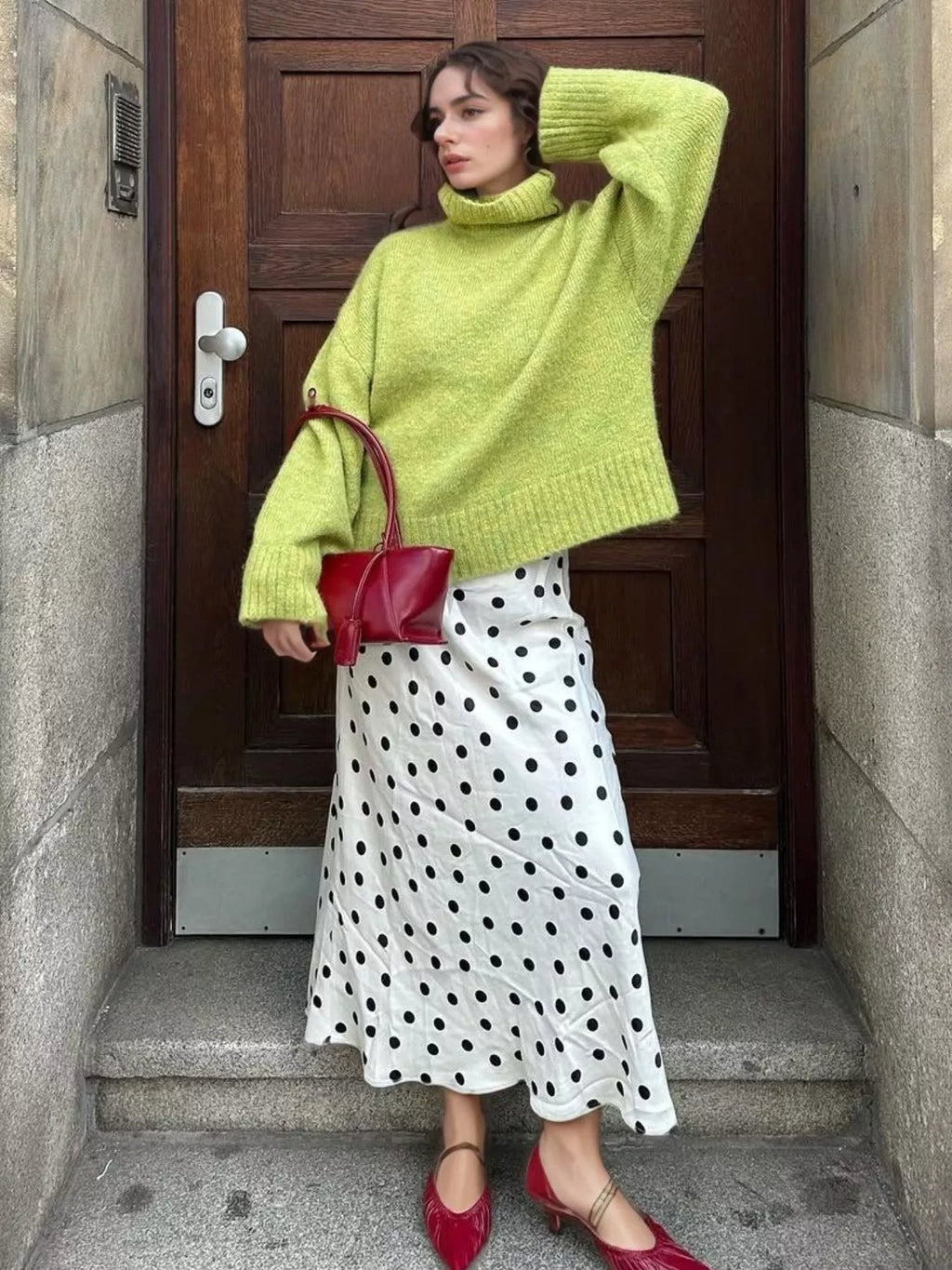 Turtleneck Knit Dropped Shoulder Sweater