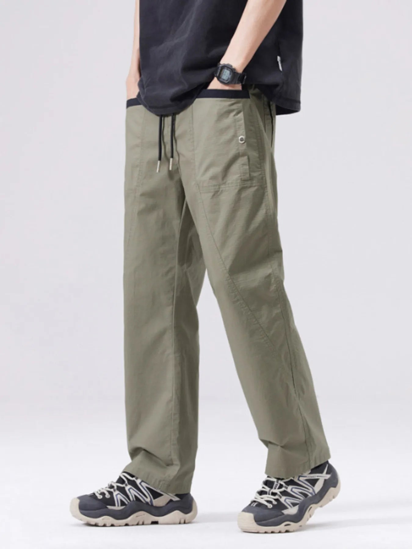 Men's Full Size Casual Drawstring Cargo Pants Plus Size