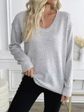 V-Neck Long Sleeve Knit Top