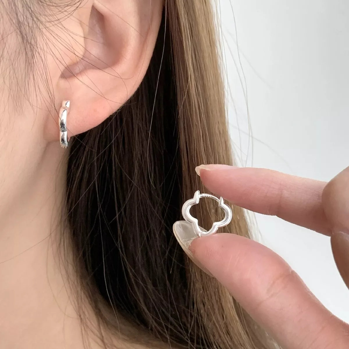 925 Sterling Silver Four Leaf Clover Earrings