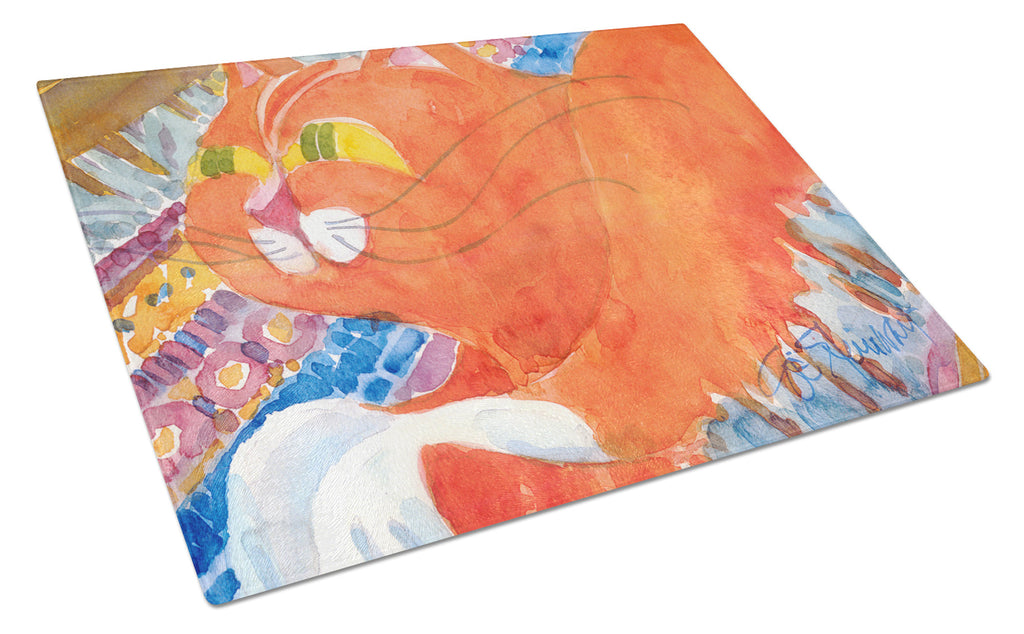 Cat Cutting Board Tempered Glass Kitchen Cutting Surface, Heat Resistant Chopping, Non-Slip Feet, Food Prep & Serving