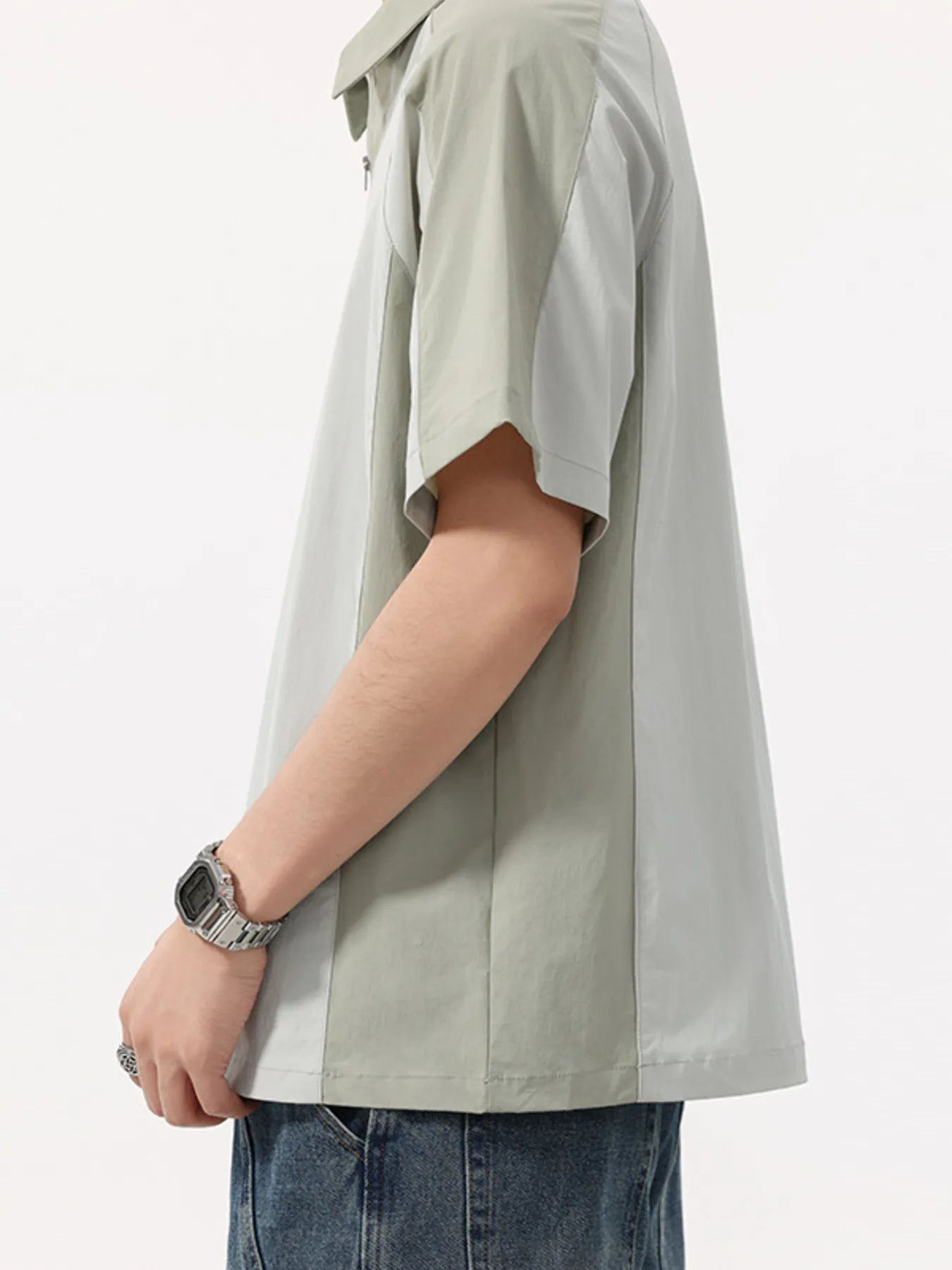 Men's Plus Size Quarter Zip Short Sleeve Polo