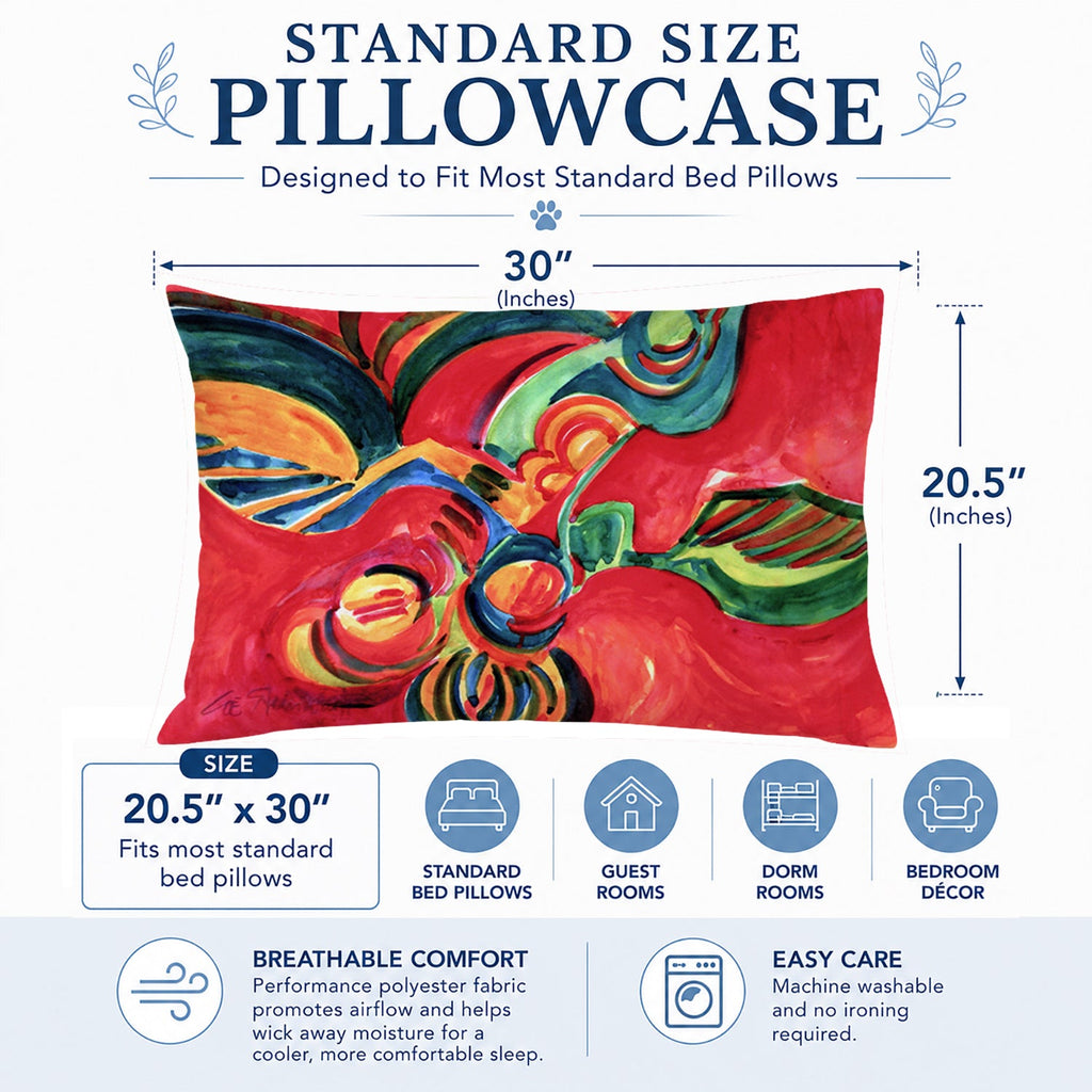 Red Flowers and berries Standard Pillowcase Lightweight Super Soft Easy Care Decorative Artwork Pillowcase, Standard