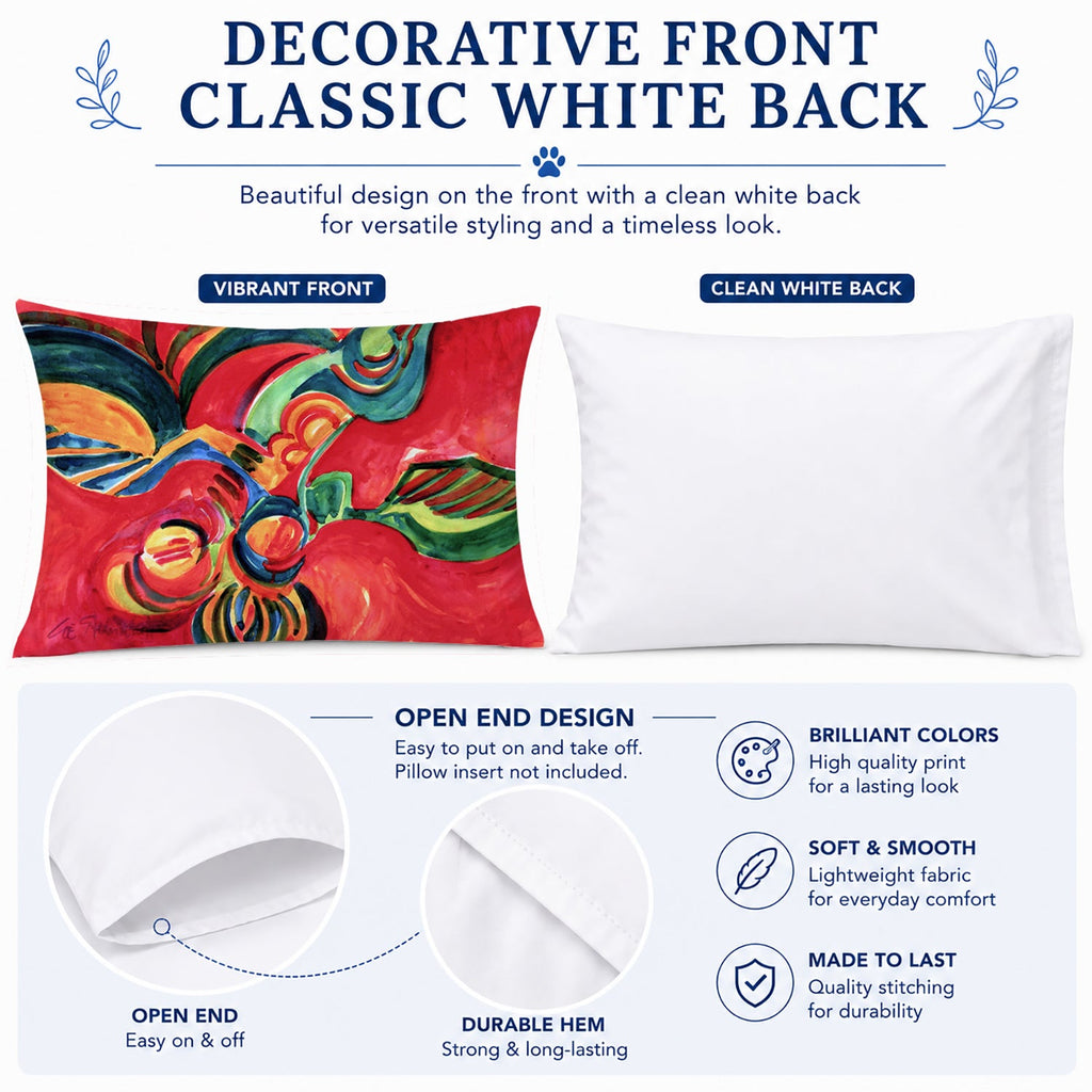 Red Flowers and berries Standard Pillowcase Lightweight Super Soft Easy Care Decorative Artwork Pillowcase, Standard
