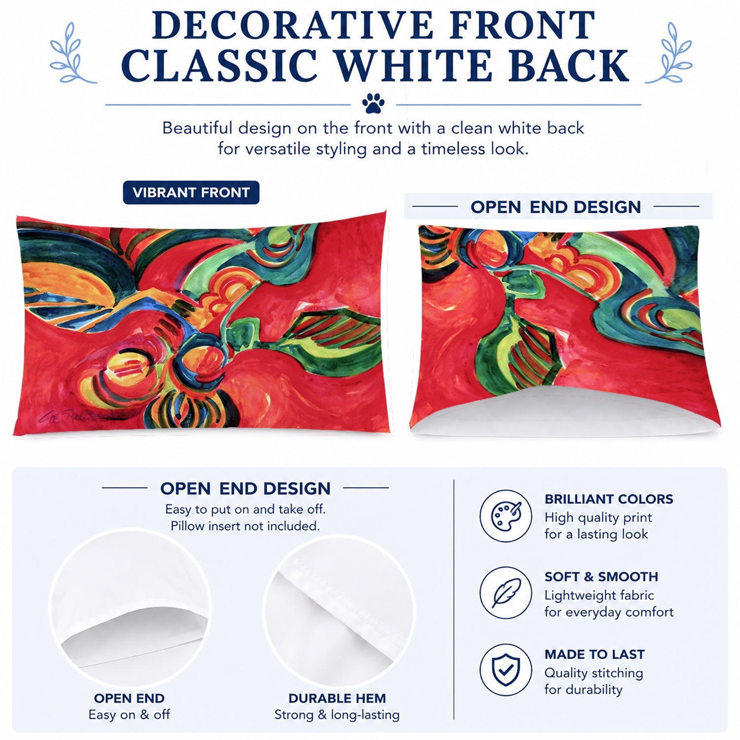 Red Flowers and berries Standard Pillowcase Lightweight Super Soft Easy Care Decorative Artwork Pillowcase, Standard