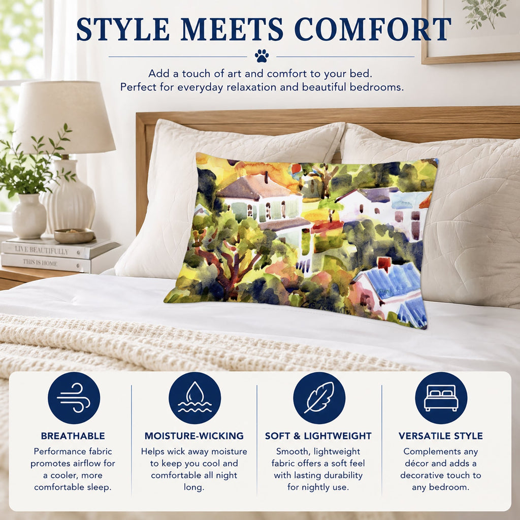 Houses Standard Pillowcase Lightweight Super Soft Easy Care Decorative Artwork Pillowcase, Standard