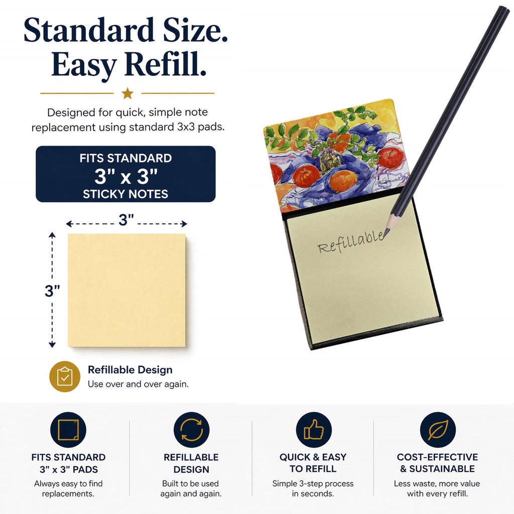 Apples Watercolor Sticky Note Holder Refillable Dispenser Desk Accessory 3x3 Pad Gift