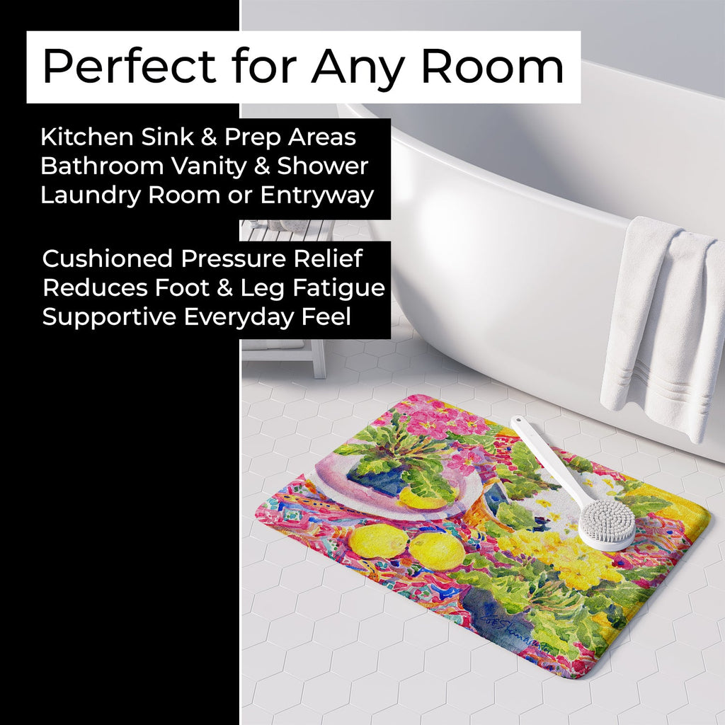 Flower - Primroses Memory Foam Kitchen Mat Machine Washable Anti-Fatigue Cushion Comfort Bath or Kitchen Rug