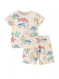 Children's Ocean Print Round Neck Tee and Shorts Set