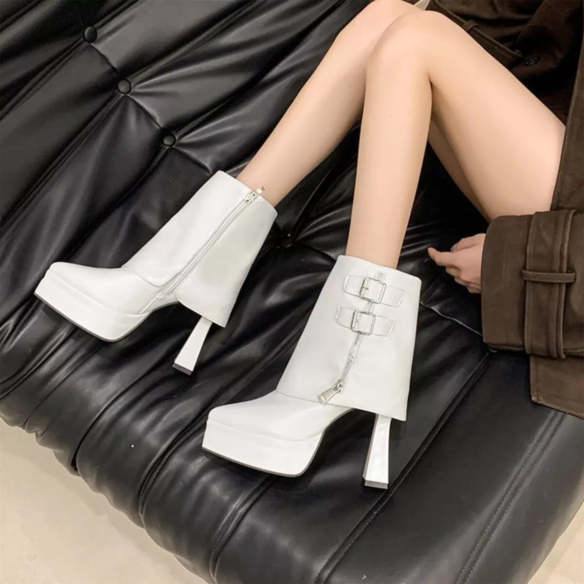 Point Toe Block Heels Boots