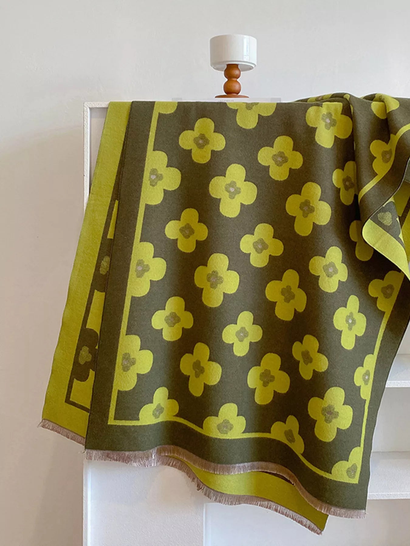 Floral Print Raw Hen Scarf