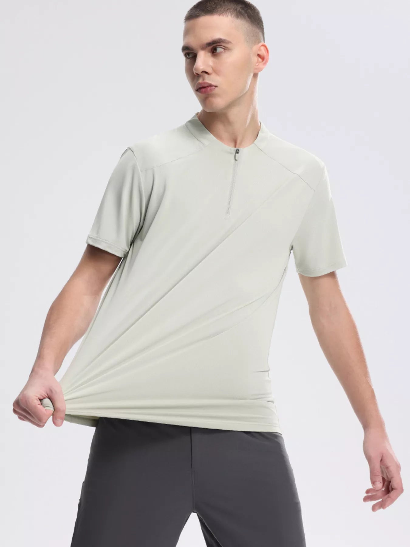 Men's Quarter Zip Short Sleeve Active T-Shirt