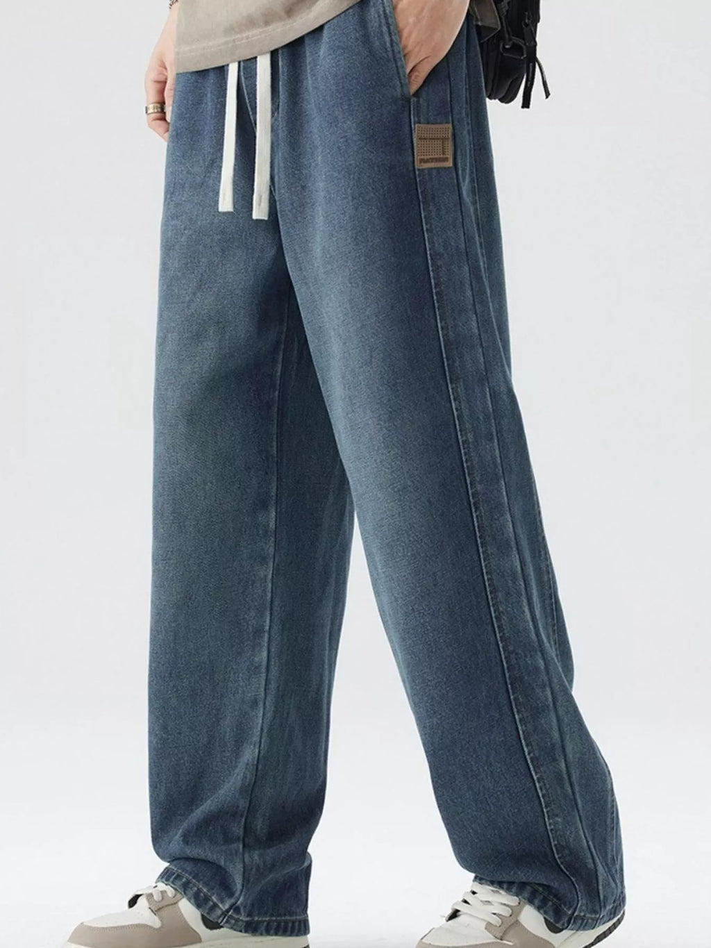 Men's Plus Size Loose Fit Drawstring Jeans
