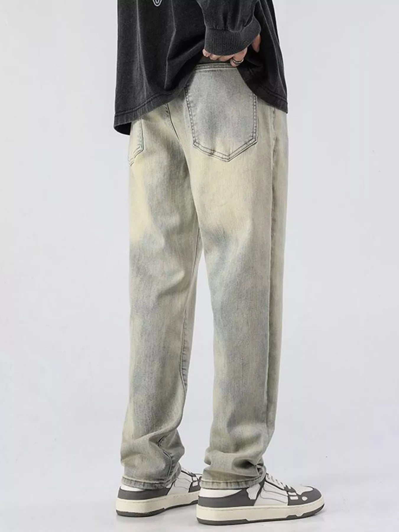 Men's Full Size Vintage Wash Loose Fit Jeans Plus Size