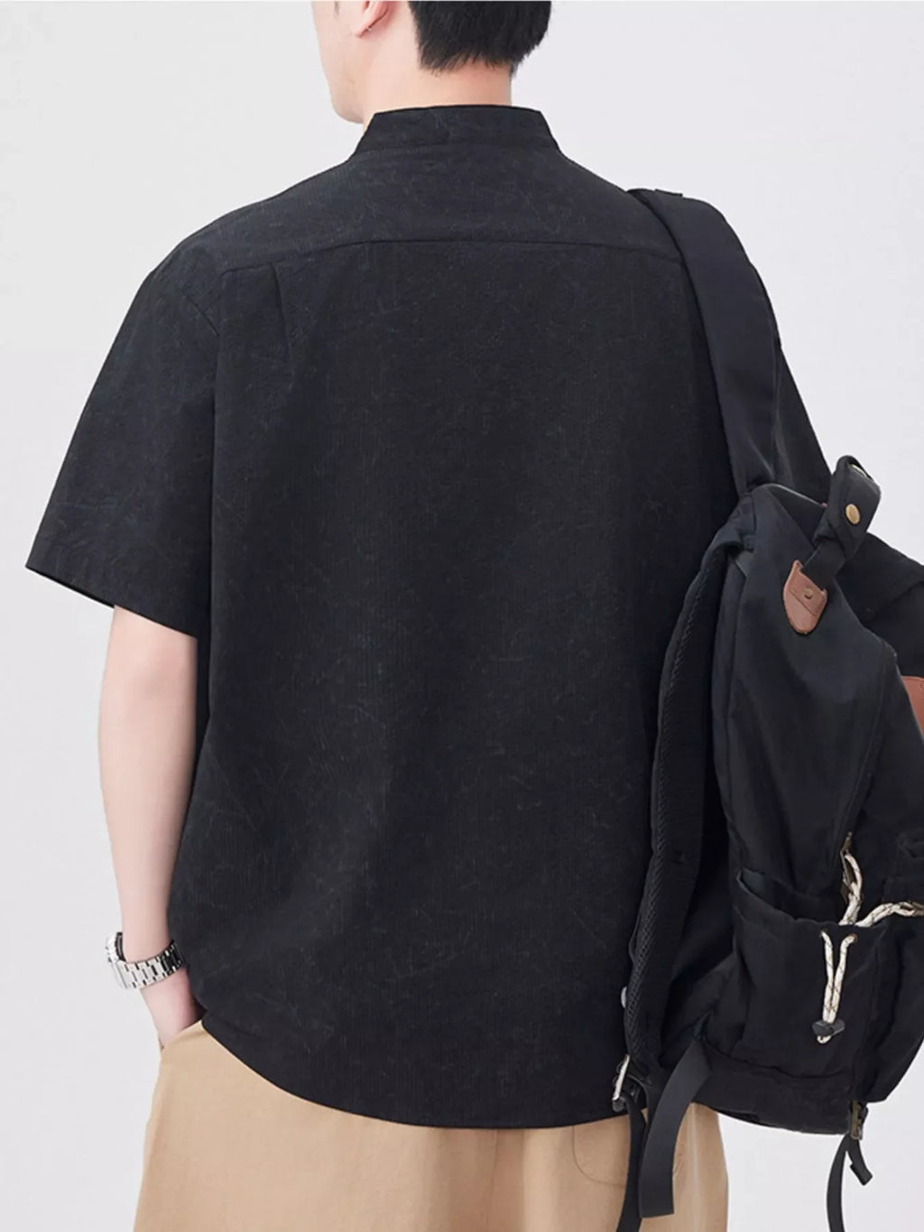 Men's Plus Size Button Detail Short Sleeve Top