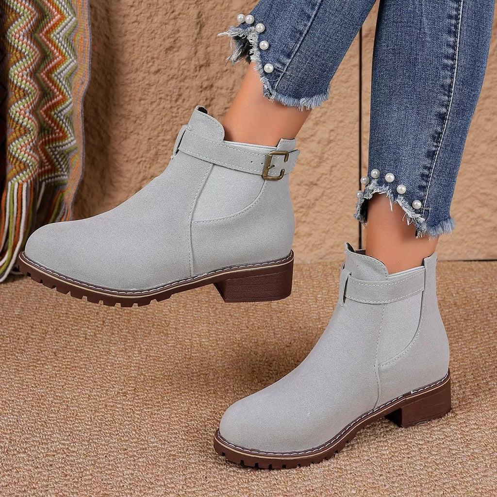 Round Toe Block Heels Boots