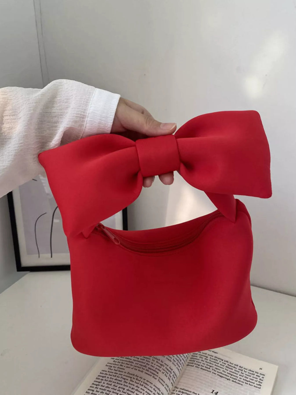 Solid Color Bow Handbag