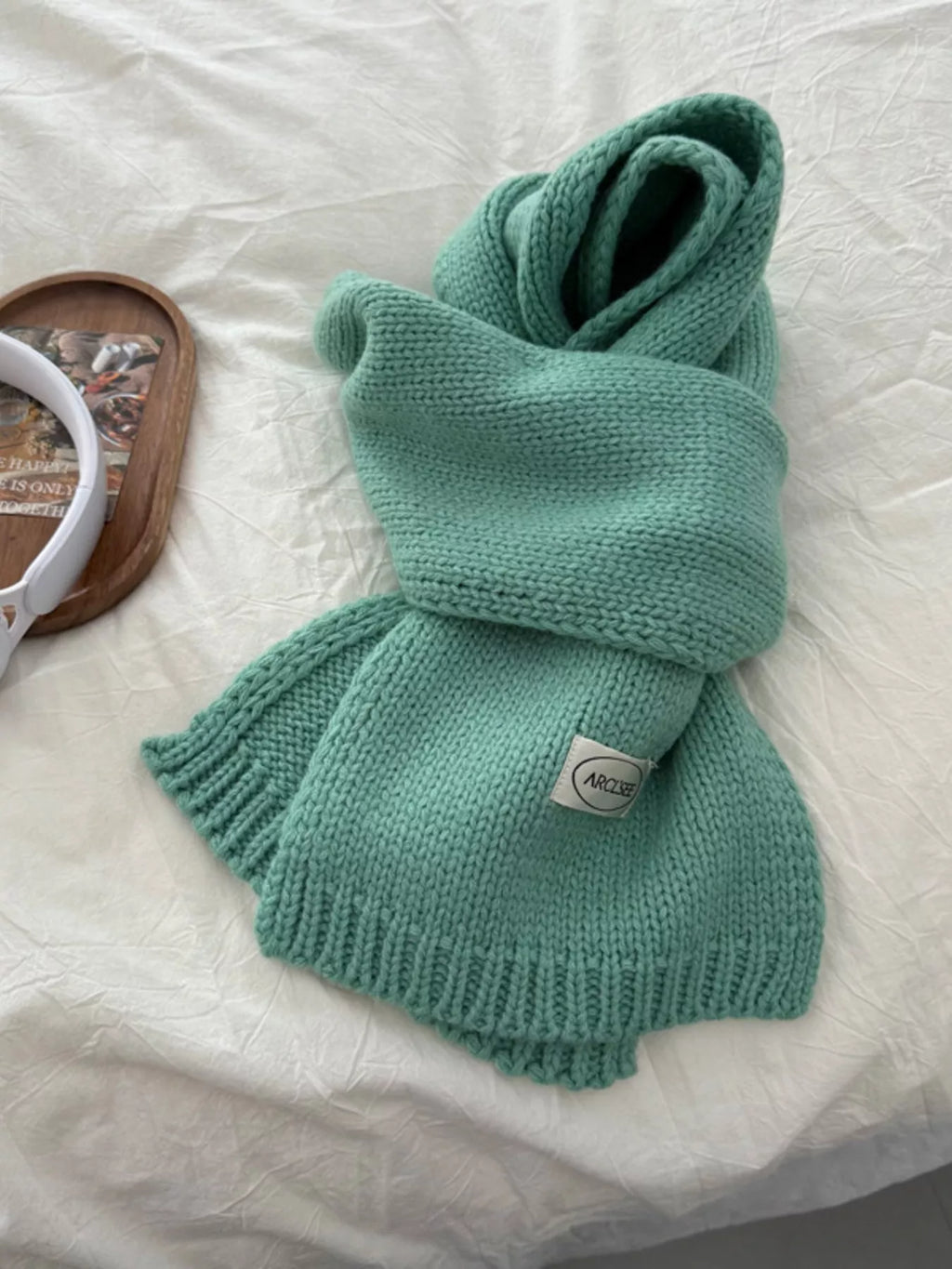 Solid Color Knitted Winter Scarf
