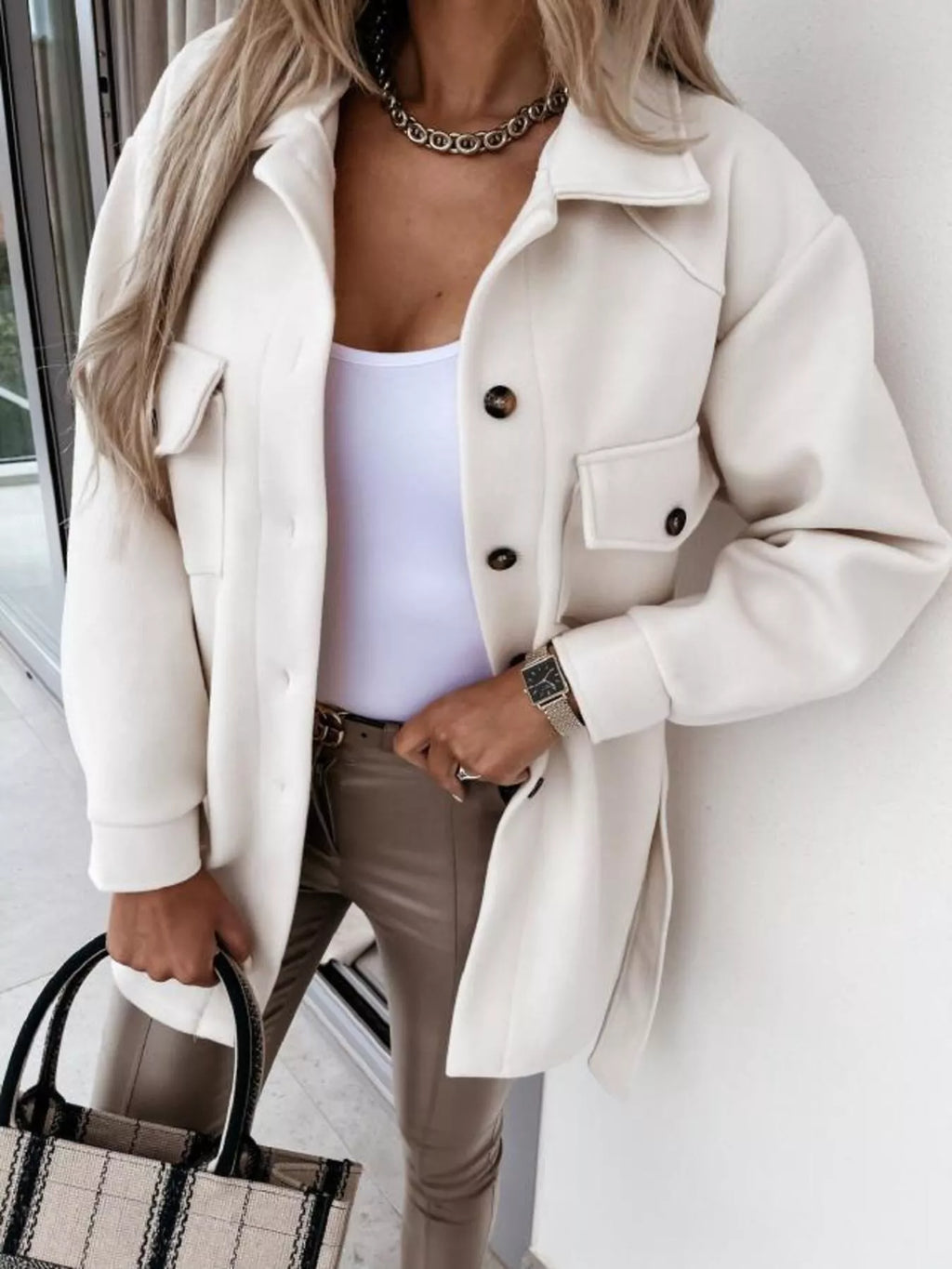 Button-Down Tie Waist Coat