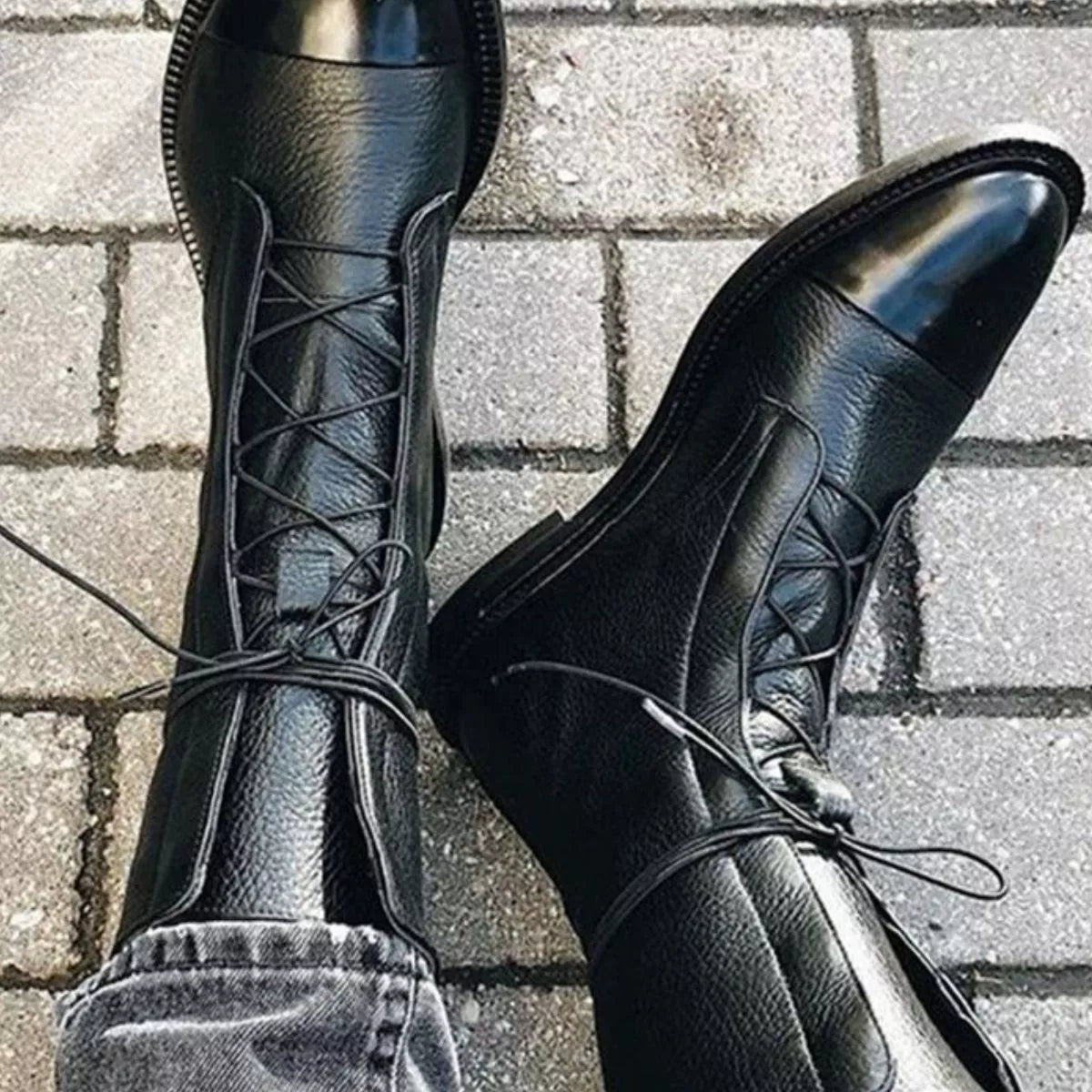 Lace-Up Leather Boots