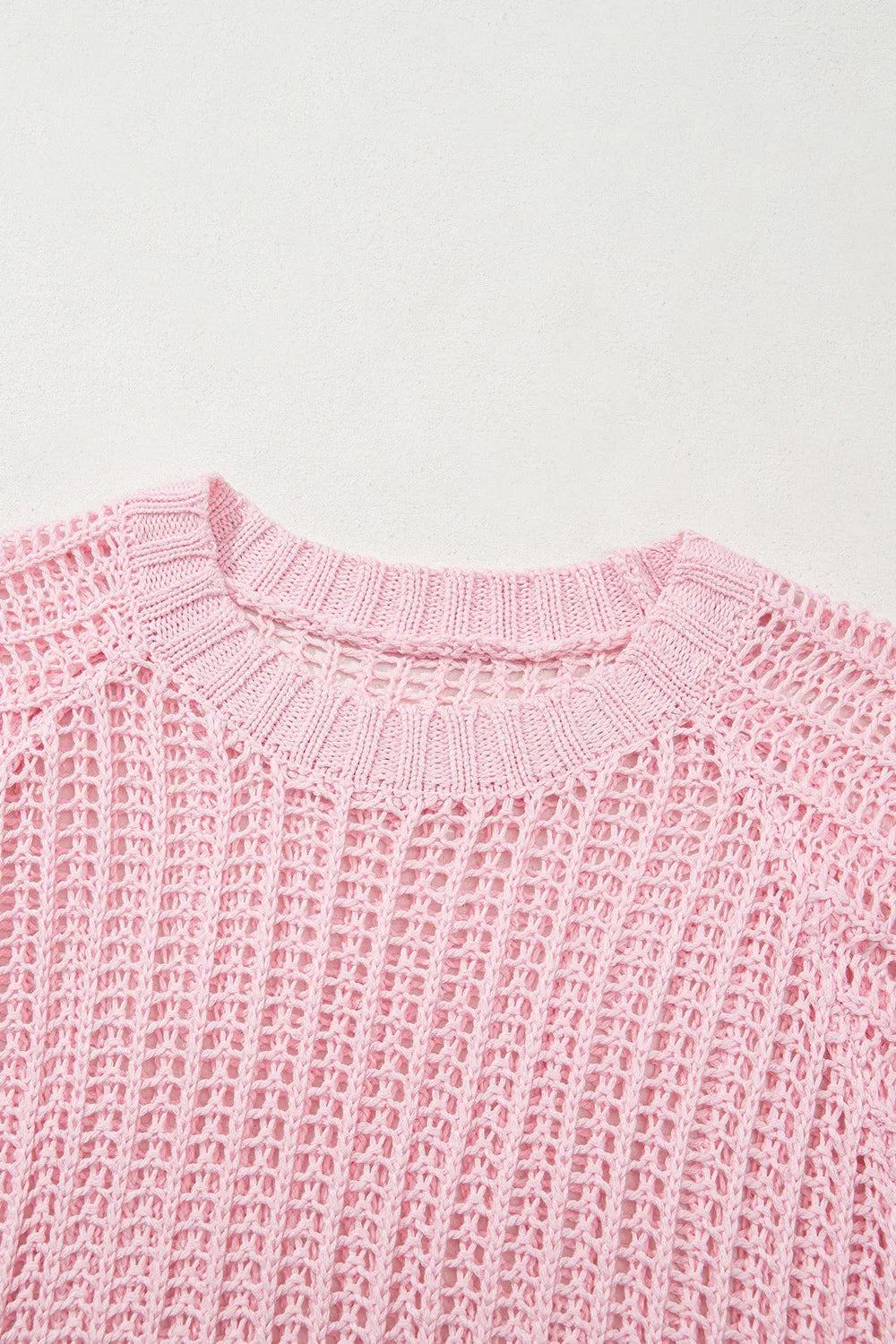 Hollow-out Crochet Side Tied Short Sleeve Knit Cover Up