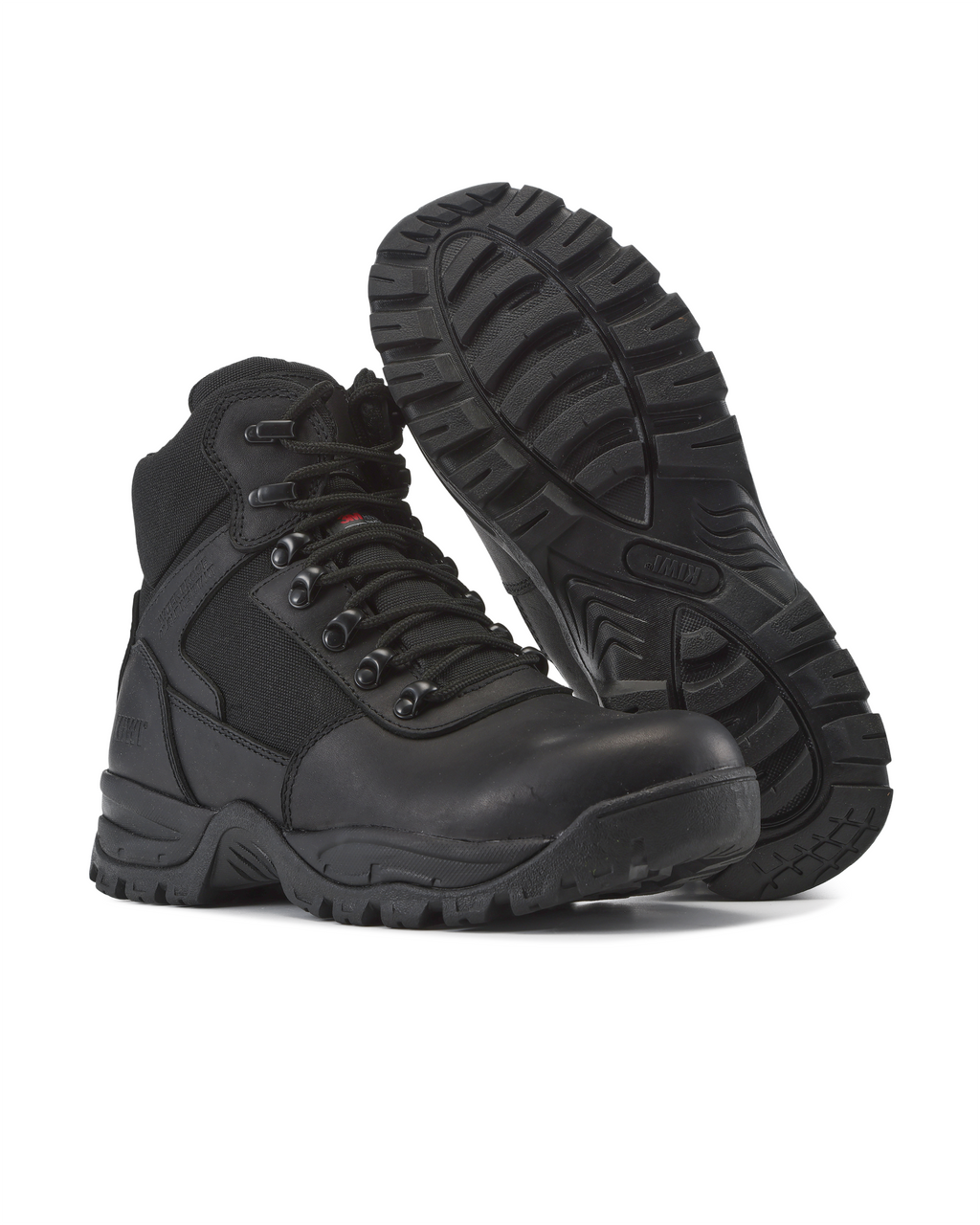Kiwi Rugged Black Full Grain Leather Mid-Cut 6" Zipped Waterproof Tactical Boots [63100]