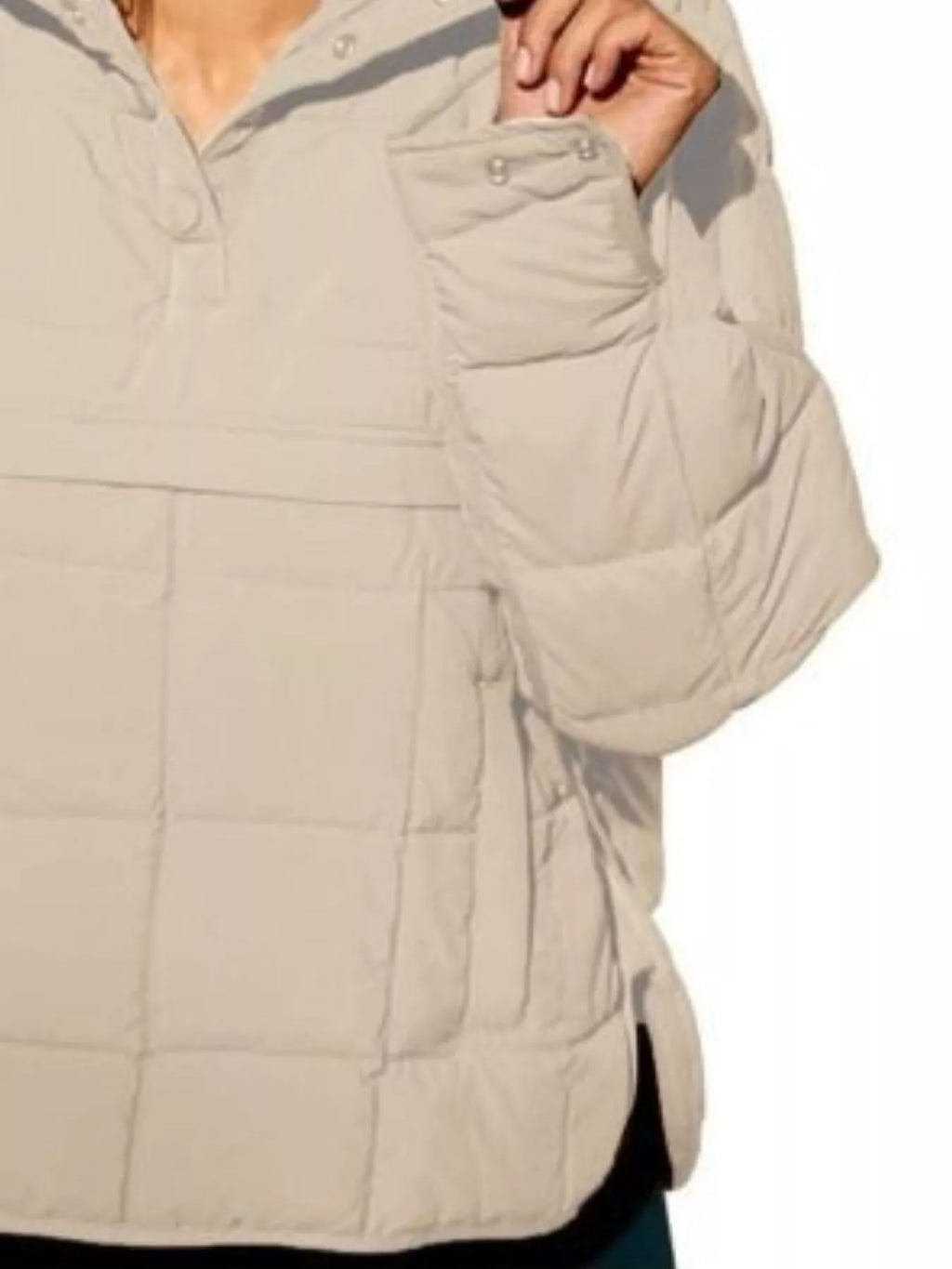 Full Size Quarter Snap Hooded Puffer Top Plus Size