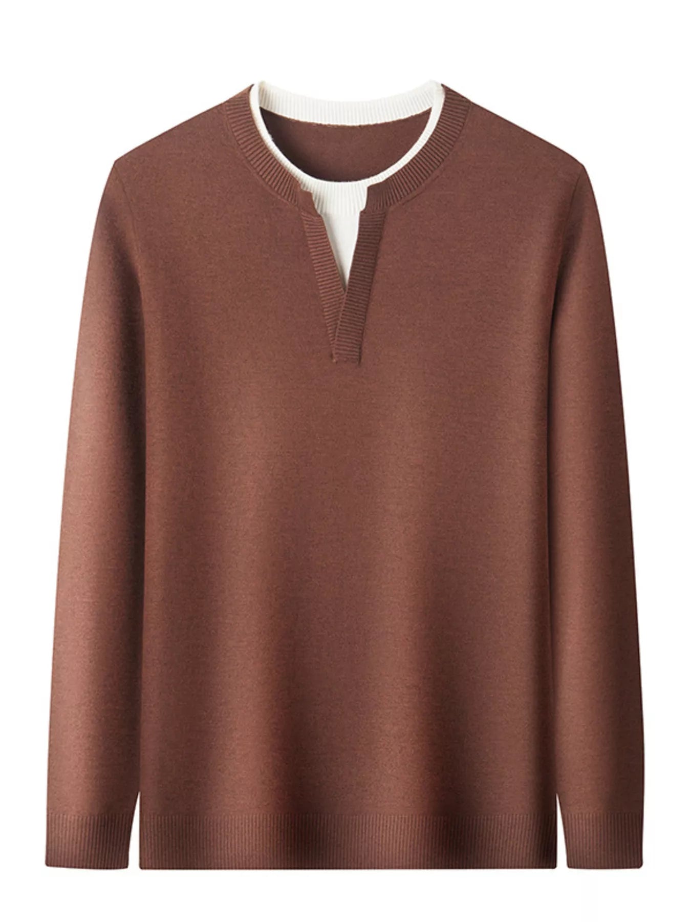 Men's Plus Size Two-Tone Long Sleeve Knit Top