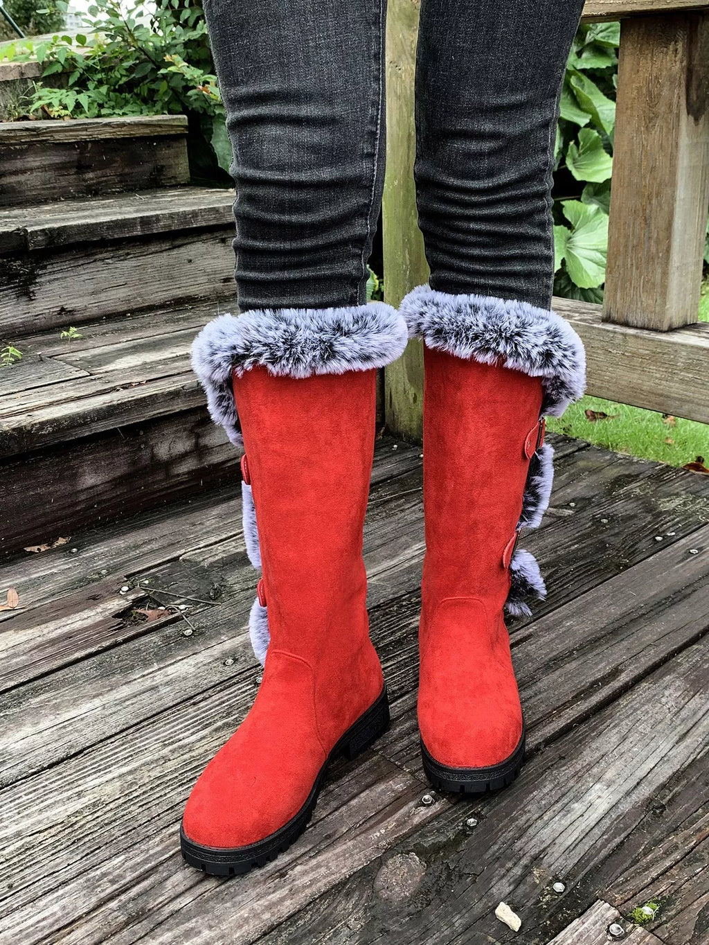 Round Toe Block Heels Boots
