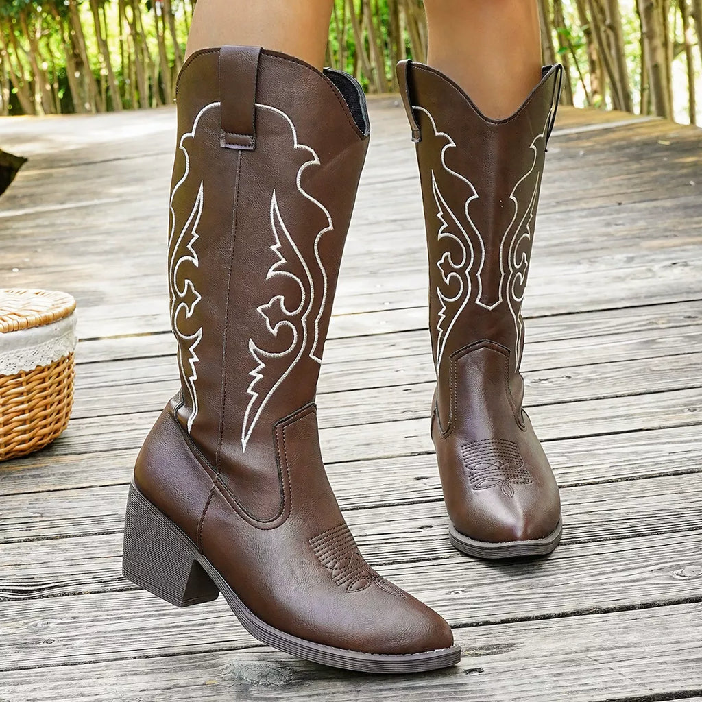 Point Toe Block Heels Boots